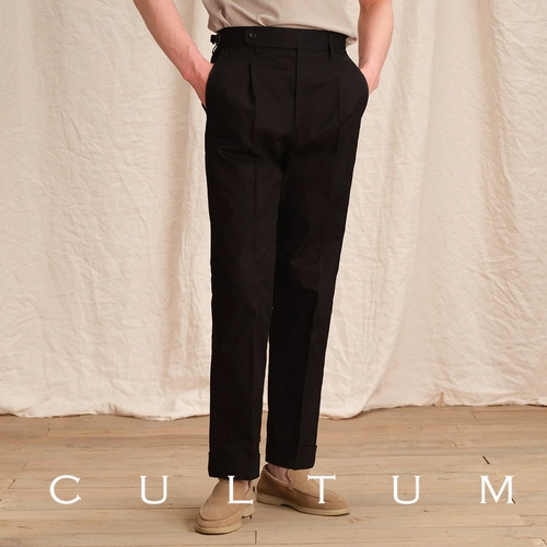 CULTUM Складывание рот брюки легко позаботиться о горячем хлопке, ни брюки с высокой талией.