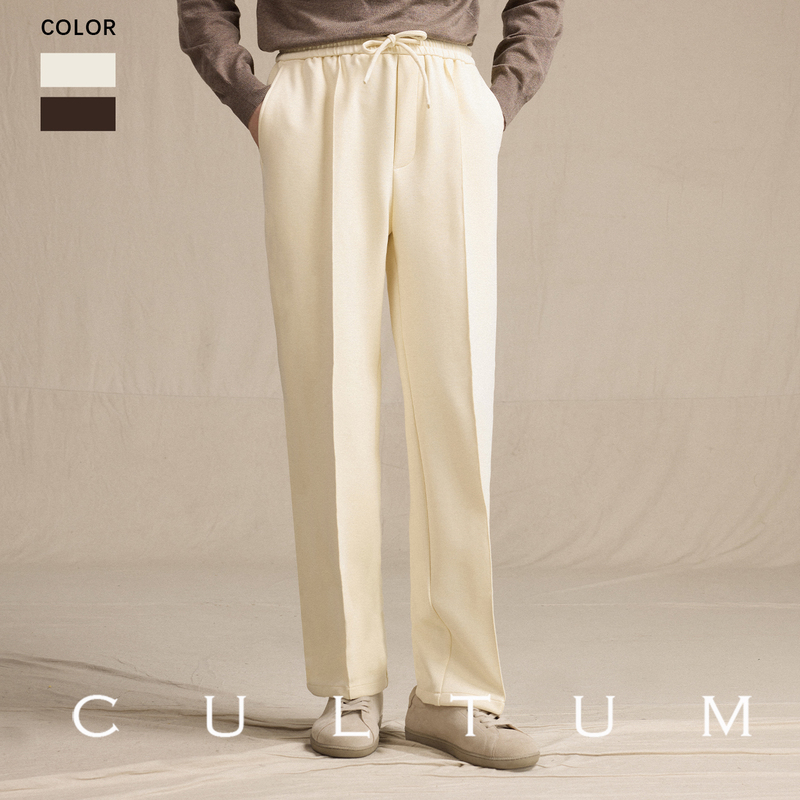 [No Ironing, Easy Care] Cultum Business Travel Straight-Leg Tailored Knit Drawstring Long Pants Men's Casual Pants