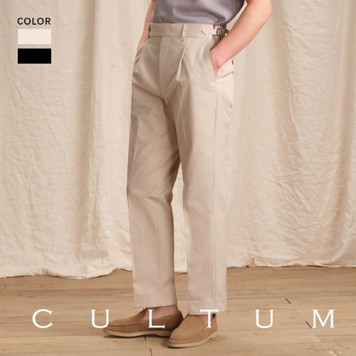 CULTUM Складывание рот брюки легко позаботиться о горячем хлопке, ни брюки с высокой талией.