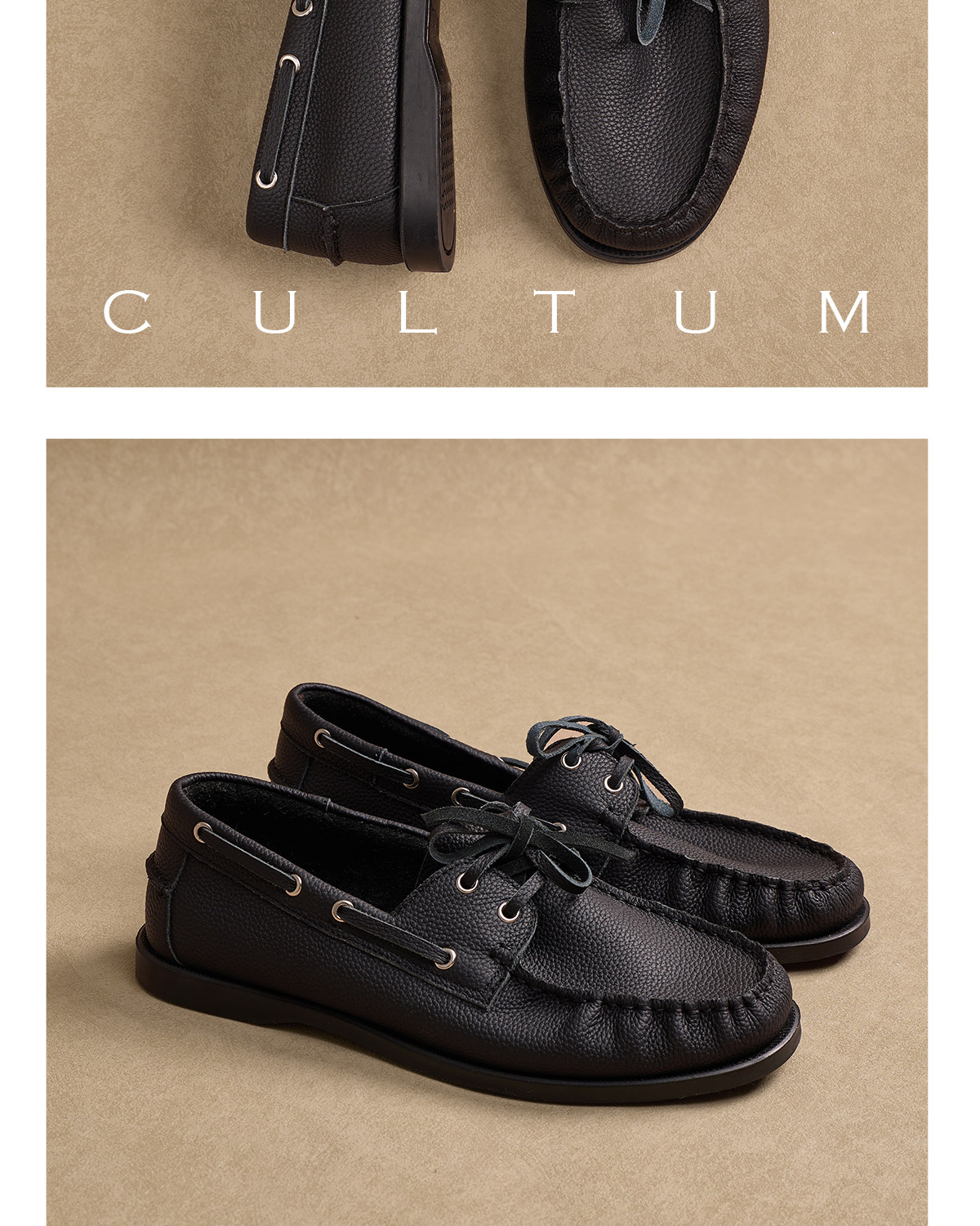 CULTUM Lychee Grain Leather Boat Shoe