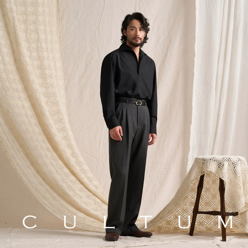 [Гладкий шелк и прохладный потолок] CULTUM полуоткрытый 𫔭 цельный воротник ледяная рубашка из очень тонкого модала для мужчин