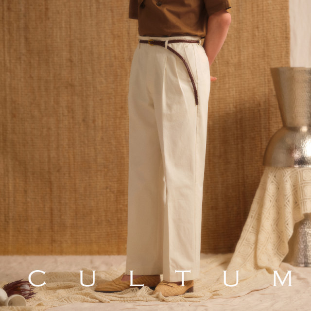 CULTUM double pleated trousers straight trousers men's casual retro Hollywood trousers suit pants