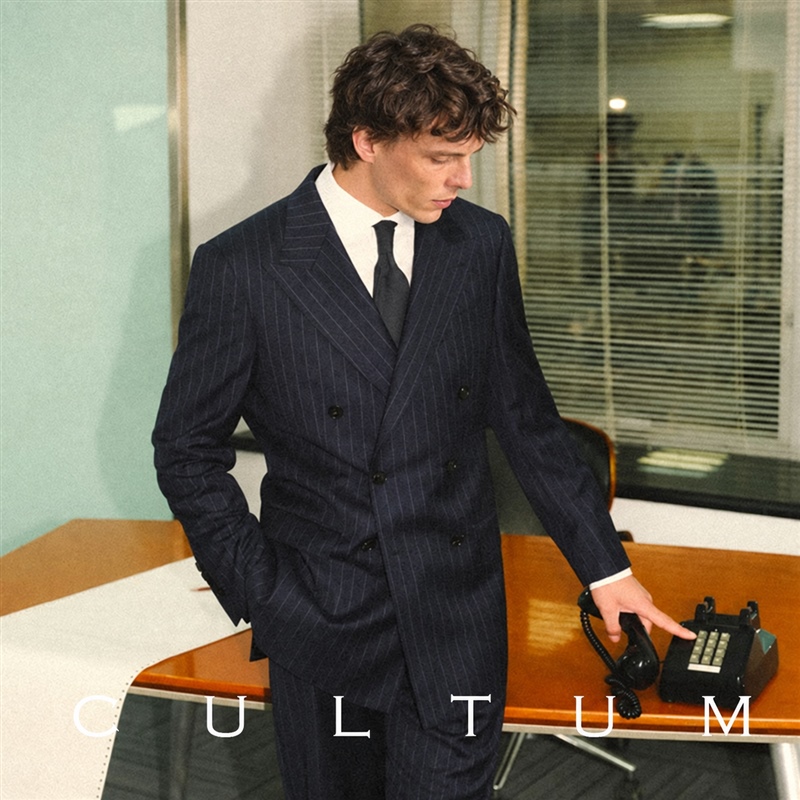 【70% Australian Wool Half-Linen Lining】Cultum Machine Washable No-Iron Commuting Double-Breasted Striped Suit Set for Men 【70% Australian Wool Half-Linen Lining】Cultum Machine Washable No-Iron Commuting Double-Breasted Striped Suit Set for Men