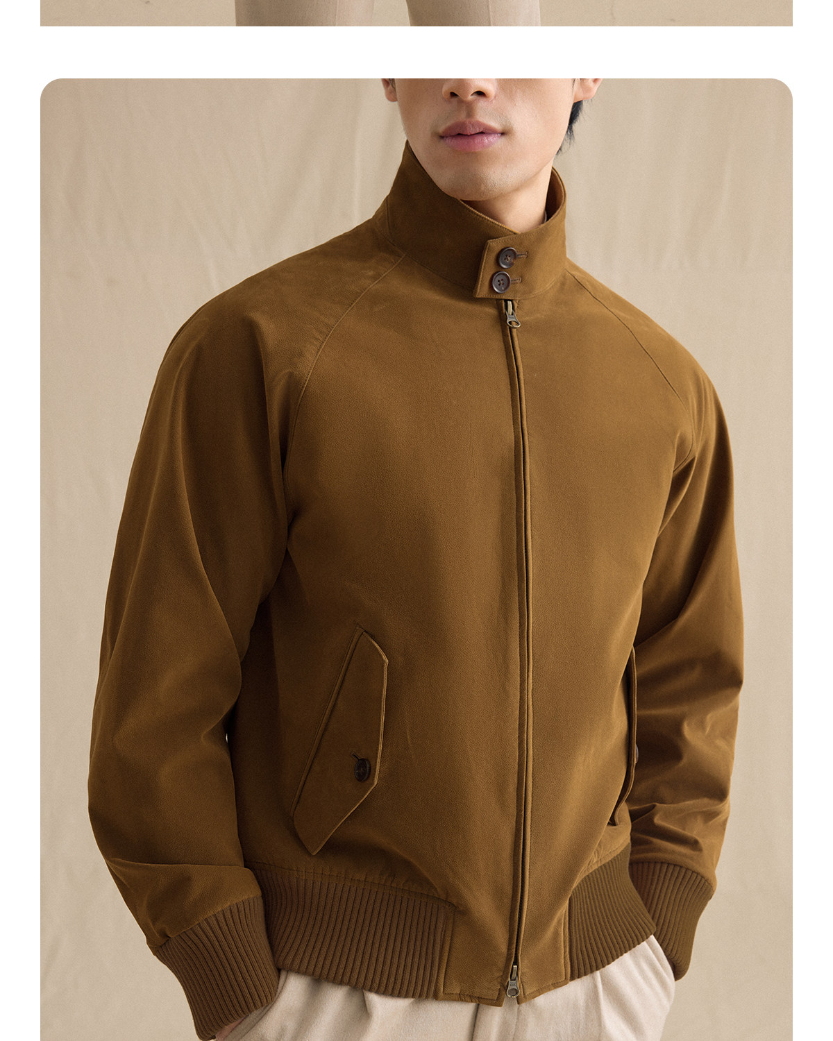 CULTUM Loose Vintage Faux Suede Harrington Jacket