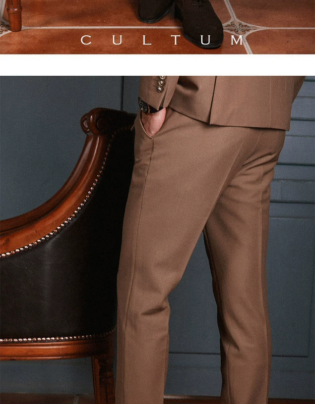 Quý ông Slim Suit Suit Business Business Straight Dress Men Stretch Mùa thu và mùa đông Kéo quần Suit Quần Hàn Quốc - Suit phù hợp quần vải caro