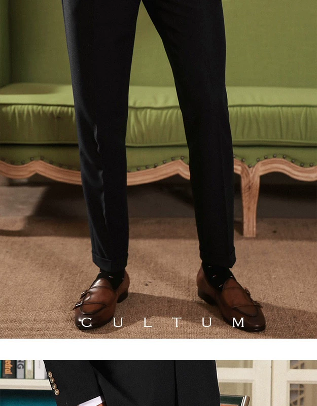 Quý ông Slim Suit Suit Business Business Straight Dress Men Stretch Mùa thu và mùa đông Kéo quần Suit Quần Hàn Quốc - Suit phù hợp quần vải caro