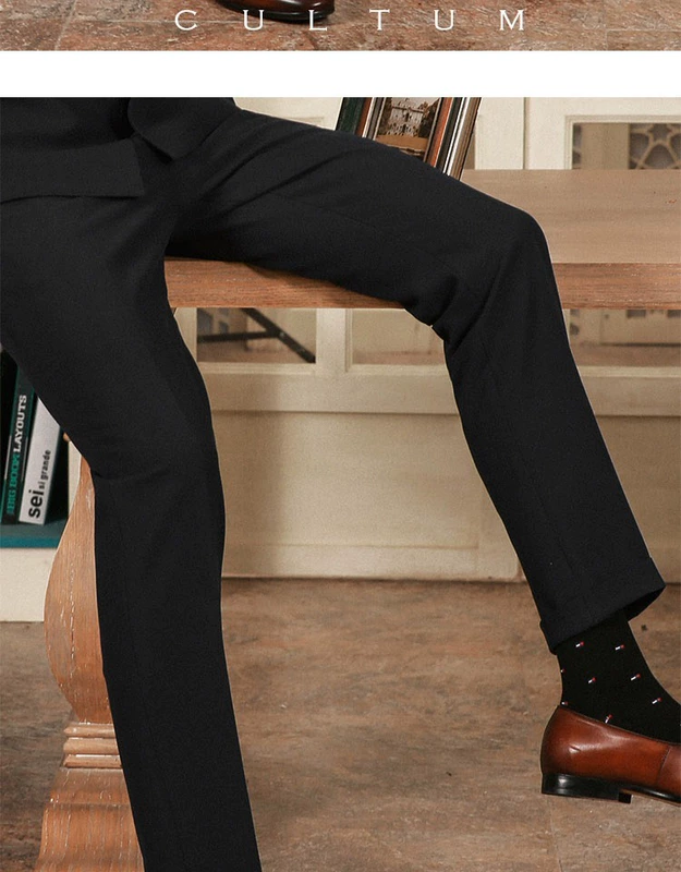 Quý ông Slim Suit Suit Business Business Straight Dress Men Stretch Mùa thu và mùa đông Kéo quần Suit Quần Hàn Quốc - Suit phù hợp quần vải caro