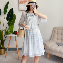 Original broken code Qing Korean summer light sweetness Sweet Inlaid Silver Thread Plaid Floating With Dress PROW96503Q