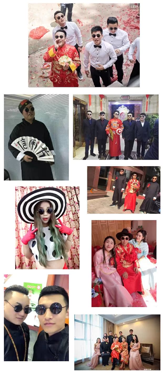 Huỳnh Hiểu Minh với cùng một đoạn kẻ phản bội kính theo phong cách Harajuku vòng retro đám cưới người đàn ông tốt nhất hoàng tử gương cá tính phù dâu kính râm mat kinh