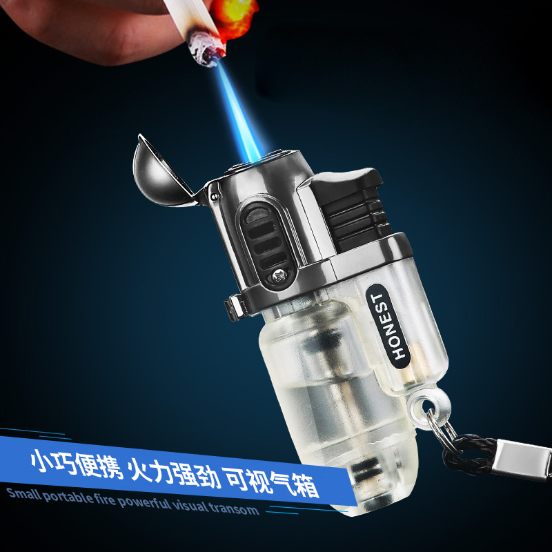 100 Honest Portable Direct Punch Lighter Mini Inflatable Handheld Transparent Windproof Ignitor Lock Fire Moxibustion Cigar Point Incense