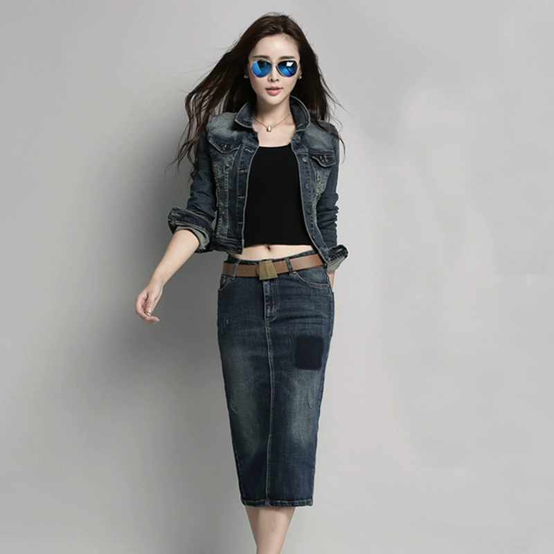 Áo khoác denim ga châu Âu ngắn của phụ nữ 2021 mùa xuân và mùa thu mới phong cách Hàn Quốc váy áo khoác denim mỏng tính khí - Áo khoác ngắn