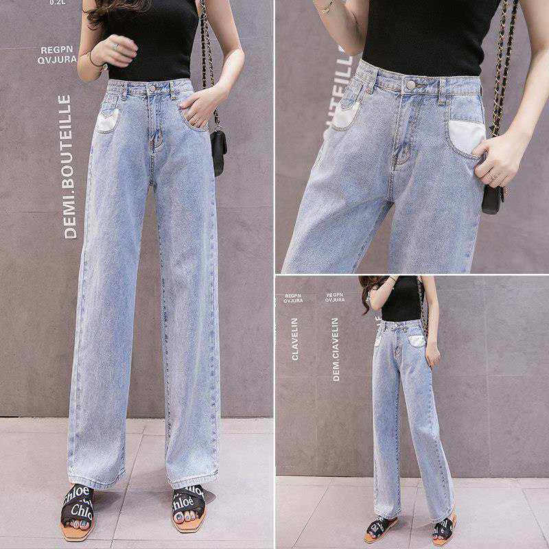 Fat mm broad leg pants female Han Edition in autumn new size 200 pounds loose high waist straight trousers student dress