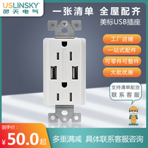 Heartian UL Certified American Power Socket Beauty Gauge Protection Door Wall Inserts Beauty Mark USB Socket 110V Taiwan Available