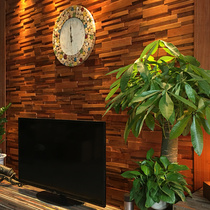 Solid wood mosaic boat wood TV background wall antique tile cafe Hotel Villa European style decorative building materials