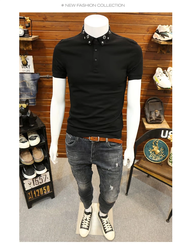 Xu hướng hè nam áo sơ mi POLO Hàn Quốc Slim 2019 mới ve áo nam ngắn tay áo thun nam đẹp trai nửa tay - Polo áo polo dài tay