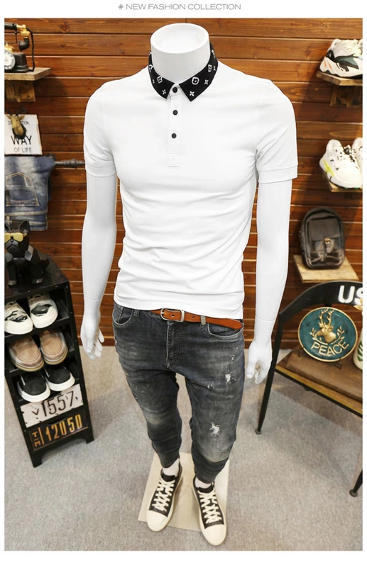 Xu hướng hè nam áo sơ mi POLO Hàn Quốc Slim 2019 mới ve áo nam ngắn tay áo thun nam đẹp trai nửa tay - Polo áo polo dài tay