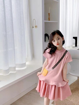 New 2022 Spring Summer Child Fashion Girls Color Spliced Printed Cotton Yarn Nepotism Dress Dress Woman Treasure Fashion Parent-child Long Dress