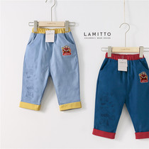 2019 Fall New Boy Fashion Boy Fashion 100 Hitch Pants Woman Treasure Pure Cotton Cartoon Face Ultra Casual Long Pants