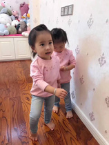 Spring new female baby pink pure cotton woolen sweater pink round collar long sleeve blouse with soft undershirt