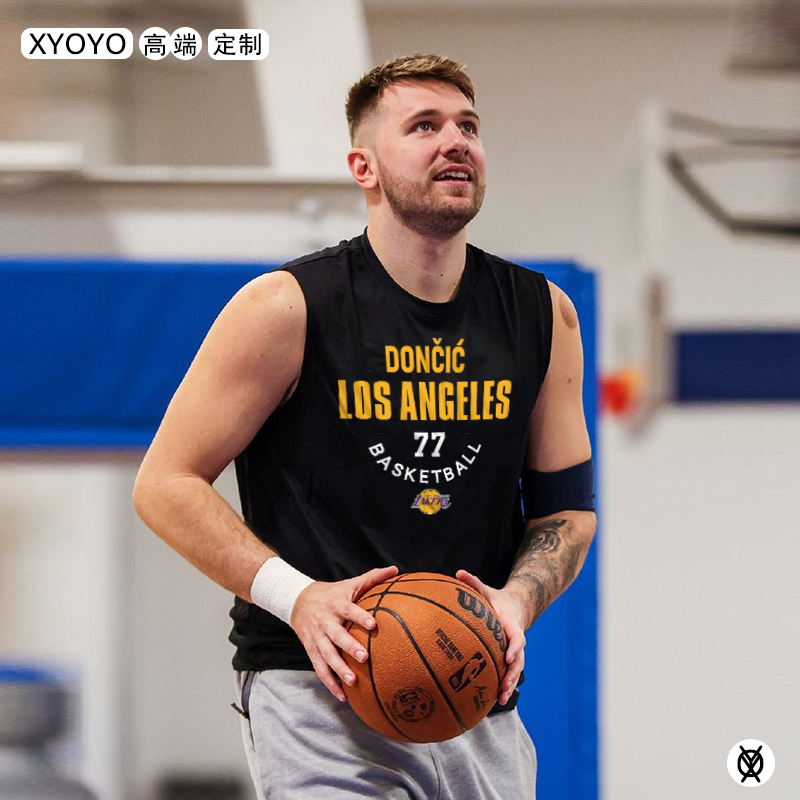 Lakers No. 77 Sleeveless Sports Vest Training Uniform Luka Doncic American Basketball Quick-Drying Vest T-Shirt for Men
