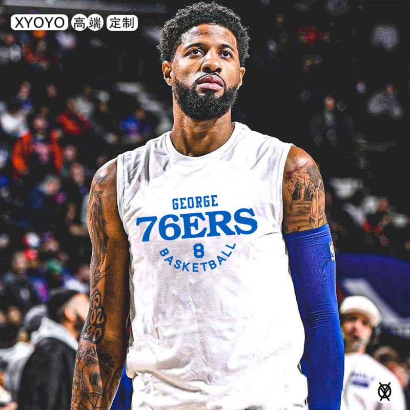 Paul George Basketball Sleeveless Short-Sleeve Philadelphia 76Ers Playoff Pure Cotton Vest Wide Shoulder Tank Top Pg Training Shooting T-Shirt