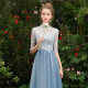 Blue bridesmaid dress long section 2021 new autumn Korean version of the bridesmaid group sister skirt party choir costumes