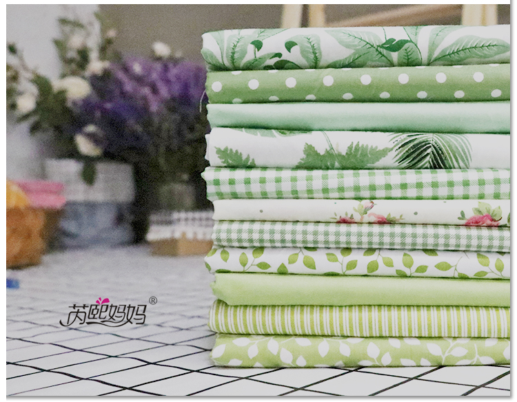 Rui Xi mẹ bông vải nhỏ vườn tươi vải màu xanh lá cây nhỏ chéo hoa Bouguer phụ DIY toàn bộ vải - Vải vải tự làm giá vải cotton