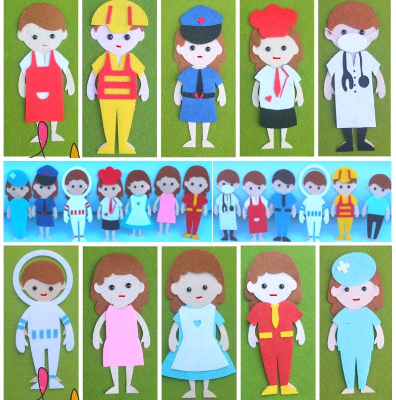 Unweaver Character Male Girl Career Picture Patch Handmade Diy Material Bag Children's Cloth Book Accessories Free Of Cut