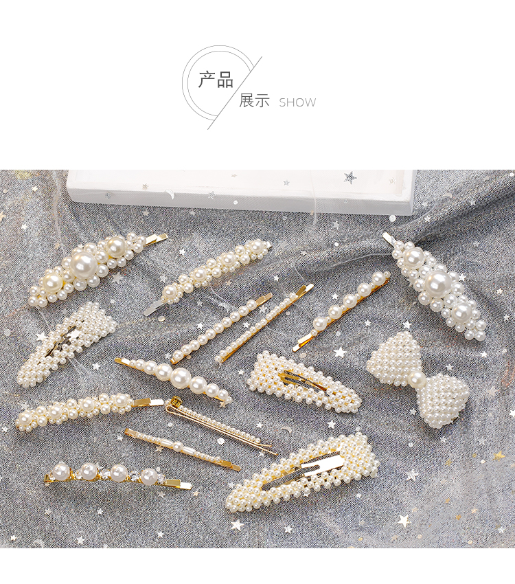 Side ins kẹp tóc net clip đỏ mũ giả ngọc trai bangs clip từ bb clip bên clip kẹp tóc Hàn Quốc dễ thương - Phụ kiện tóc shop phụ kiện tóc