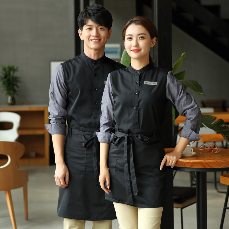 West Catering Milk Tea Hotel Hot Pot Hotel Attendant Work Clothes Short Sleeve Front Desk Cashier Café Working Apron