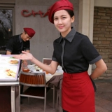 Западная еда на стойке регистрации западных блюд кофейня весна и лето, женщина, пьющий молоко, отель Hotpot Hotel Office Работа, Короткие рукава