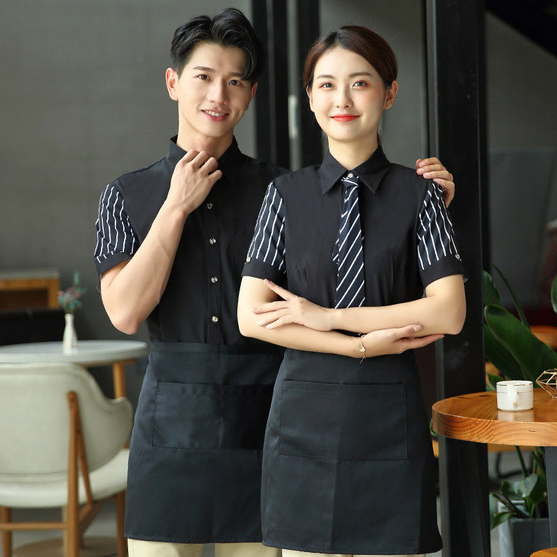 Hotel fast food Cafe Spring and summer women's Western food Restaurant Hot pot milk tea Hotel waiter overalls short sleeves