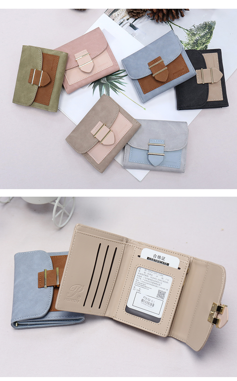 Prettyzys / Priti 2018 mùa đông mới nhỏ mới khâu ví nữ ngắn - Ví tiền ví gucci nam