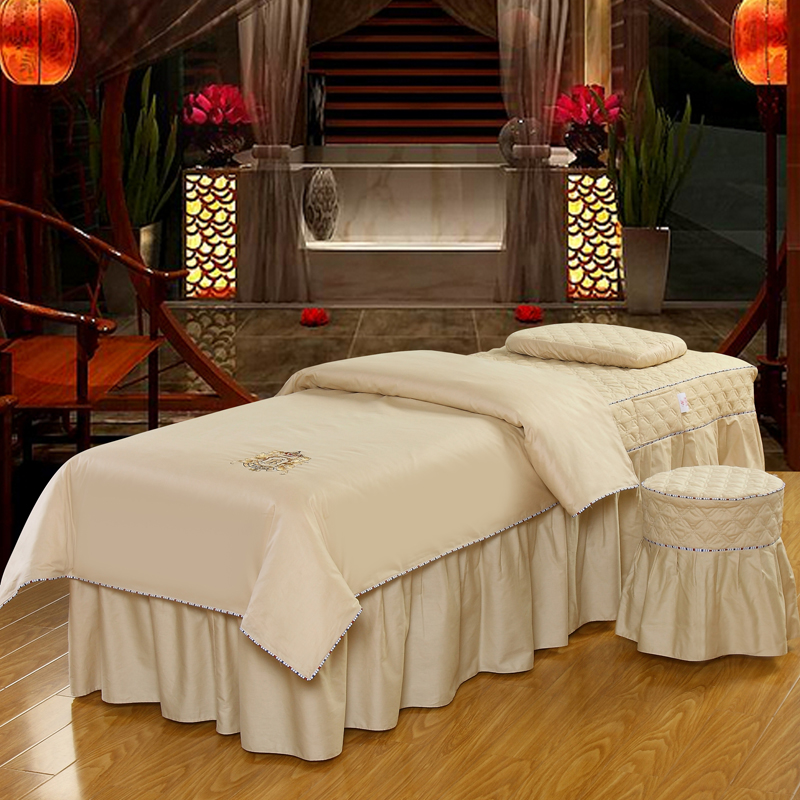 Tinh khiết màu bông vẻ đẹp trải giường bốn bộ cotton phong cách Châu Âu đơn giản massage trắng salon dầu gội spa tùy chỉnh