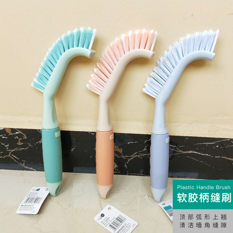 Shunmei soft rubber handle crevice brush to die angle long handle multi-purpose cleaning brush Elbow brush Kitchen bathroom hard brush