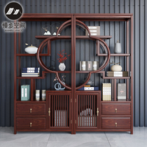 New Chinese style solid wood ancient shelf tea rack antique display cabinet Dobao Pavilion screen partition living room tea room shelf