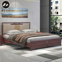 New Chinese style ebony solid wood bed modern simple light luxury bedroom furniture 1 8 meters double bed soft marriage bed