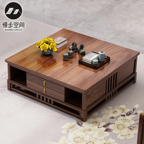 New Chinese solid wood Square Coffee Table 1 3 meters modern light luxury gold silk sandalwood large and small apartment living room Square