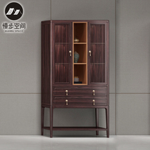 New Chinese solid wood wine cabinet sideboard modern light luxury one wall light luxury tea cabinet multi-functional storage cabinet