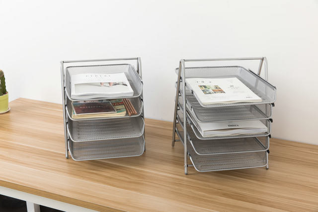 Assembled Multi-Layer File Rack Exported to Europe and the United States, Simple Metal Grid, Creative Home Office Stationery Storage and Organization