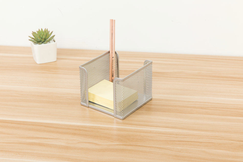 Double opening sticky note box Export European and American metal grid simple fashion home office stationery storage and finishing