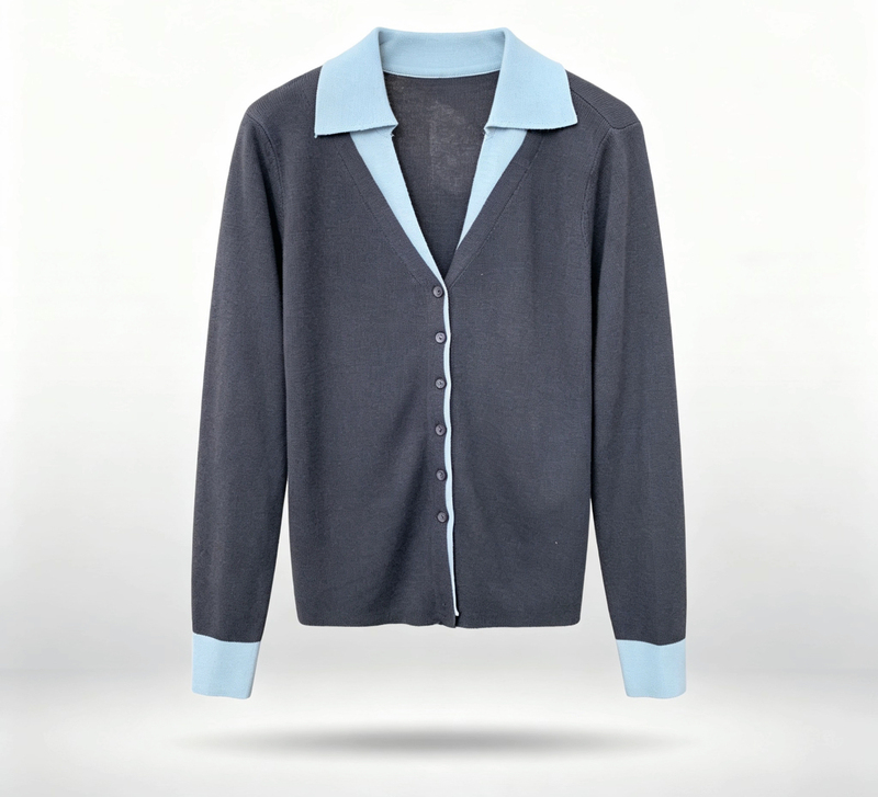 818 Gray and Blue Faux Two-Piece Outfit