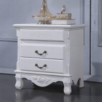European bedside table solid wood White French bucket cabinet pastoral furniture antique carving Flower Princess cabinet storage cabinet