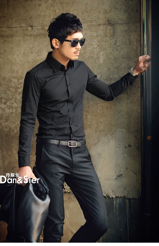 Áo sơ mi dài tay bốn mùa, áo sơ mi nam và trung niên, áo sơ mi mỏng, thắt lưng công sở, trang phục công sở nam