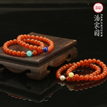 Pan Home Tianhe River Stone Manau Hand chain Buddha Beads Hand Strings Persimmon Red Buddha Beads Bracelet Lady Ornaments