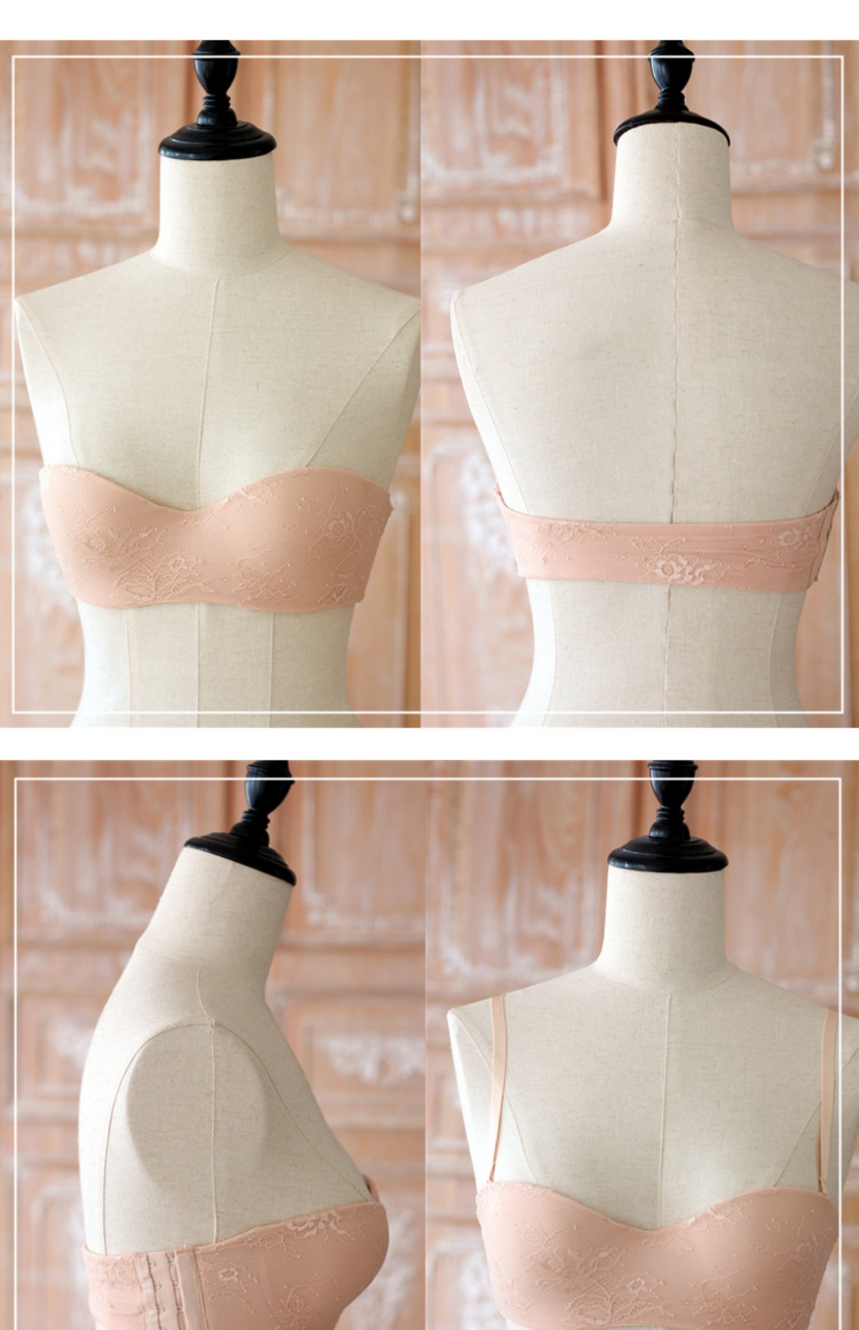 Sexy Lolita nude skinny cotton vô hình 1/2 cup ống top váy cưới quây rõ ràng đồ lót nữ