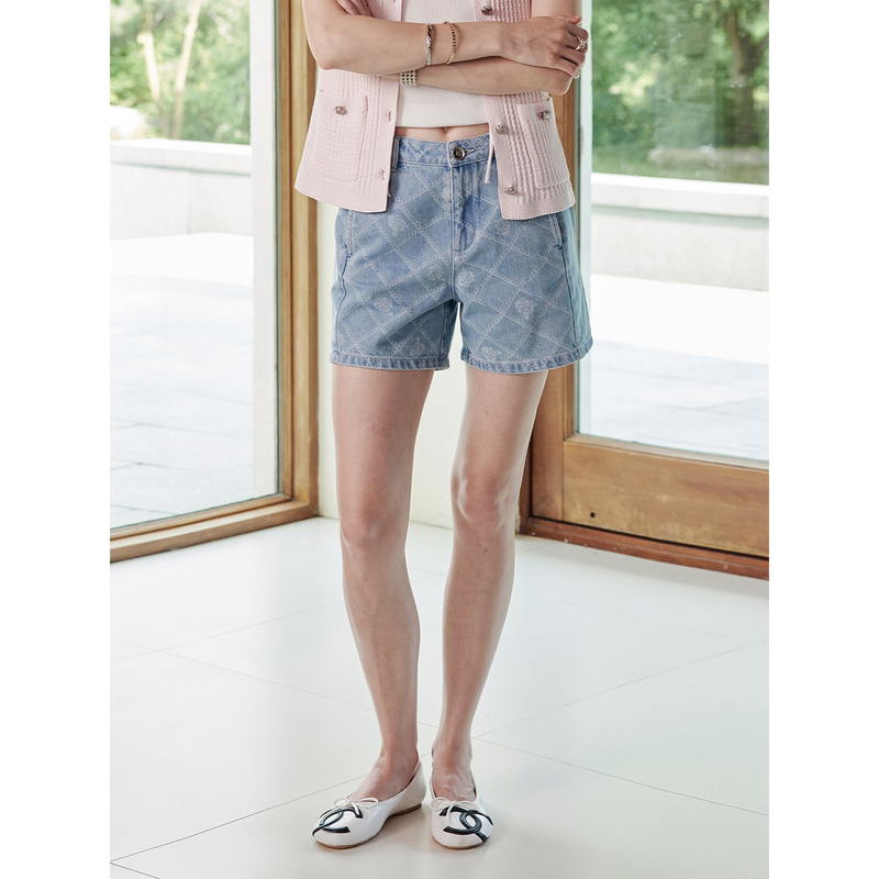 Sov "Rose Denim" European Imported Bossa Brand Floral Chain Washed Straight-Leg Denim Pants Sov "Rose Denim" European Imported Bossa Brand Floral Chain Washed Straight-Leg Denim Pants