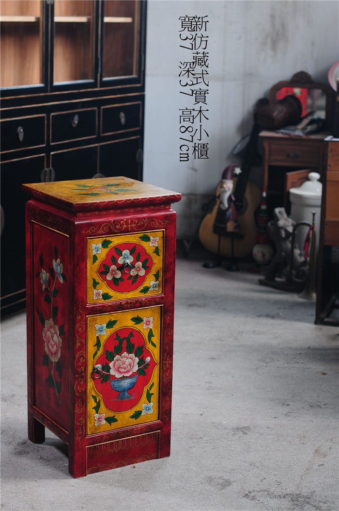 Antique nostalgia Tibetan hand-painted colorful solid wood small cabinets furniture ethnic minorities' innate exotic furniture