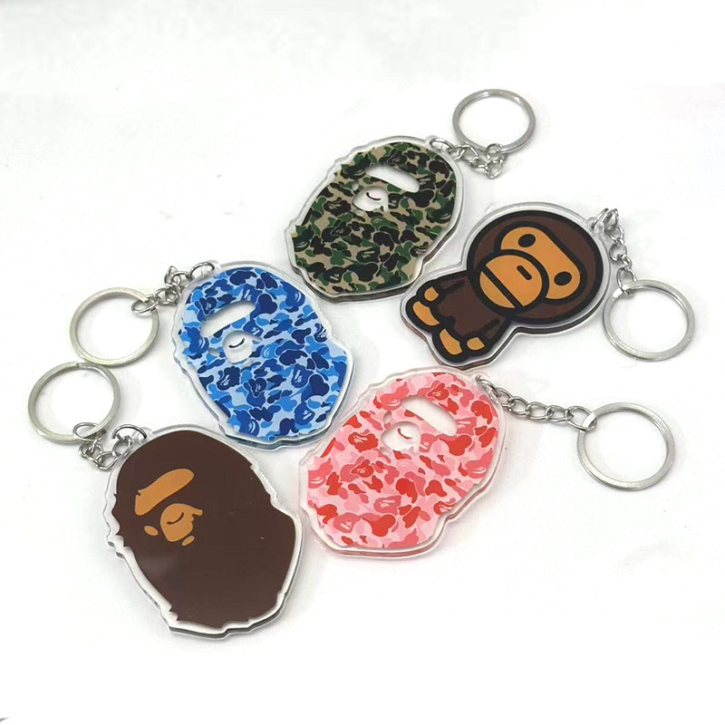 In-Stock Ape Head Bape-Style Acrylic Keychain Pendant Bag Accessory with Small Gift