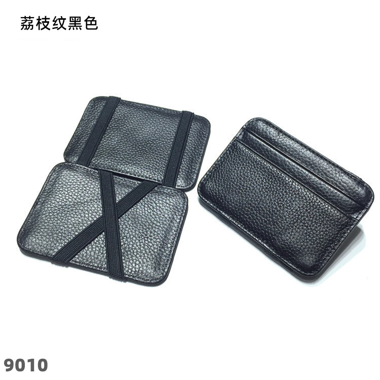 European and American Velcro Multifunctional Leather Card Holder Double Sided Leather Magic Wallet Magic Card Holder Men's and Women's Special Offer
